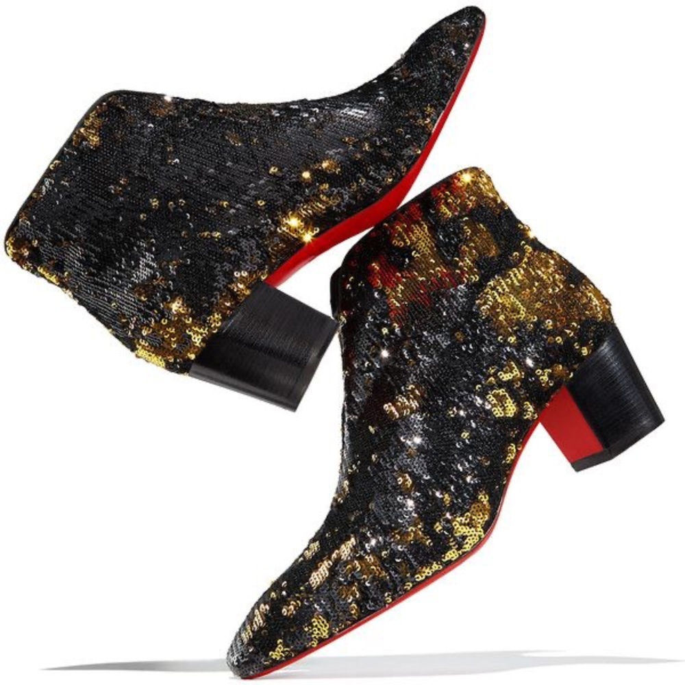 Christian Louboutin Disco 70s Booties! BLK/GOLD 36